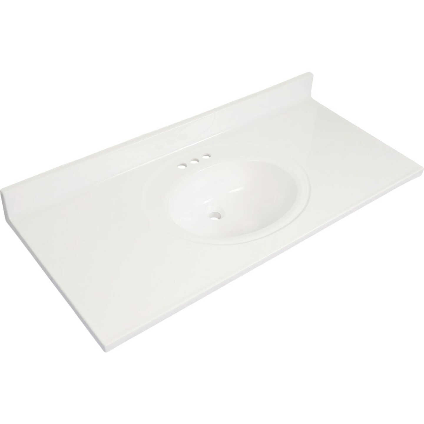 Modular Vanity Tops 49 In. W x 22 In. D Solid White Cultured Marble Flat Edge Single Sink Vanity Top with Oval Bowl Image 1
