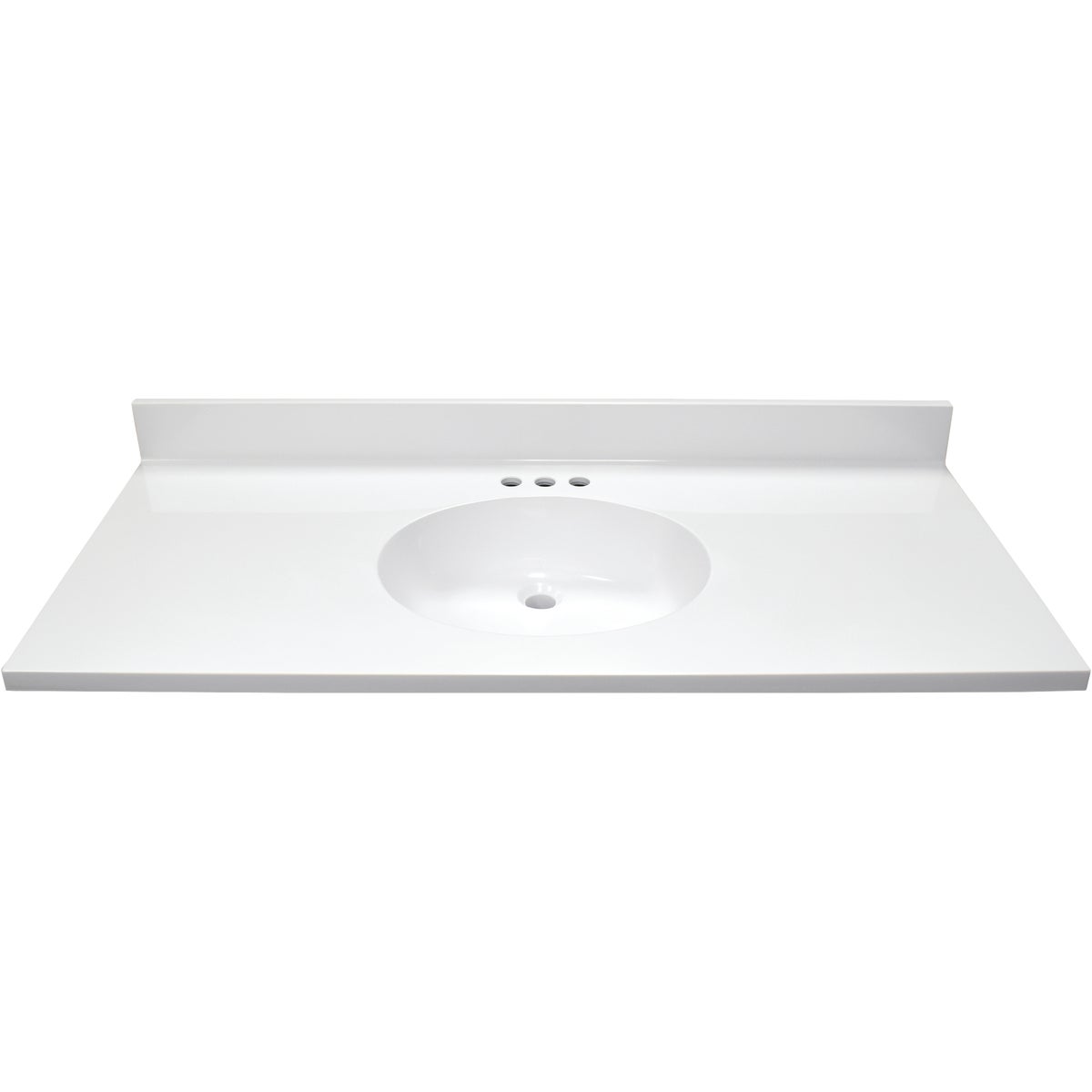 Modular Vanity Tops 49 In. W x 22 In. D Solid White Cultured Marble Flat Edge Single Sink Vanity Top with Oval Bowl Image 2