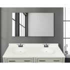 Modular Vanity Tops 61 In. W x 22 In. D Solid White Cultured Marble Flat Edge Double Sink Vanity Top with Oval Bowl Image 2