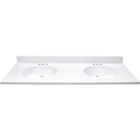 Modular Vanity Tops 61 In. W x 22 In. D Solid White Cultured Marble Flat Edge Double Sink Vanity Top with Oval Bowl Image 3