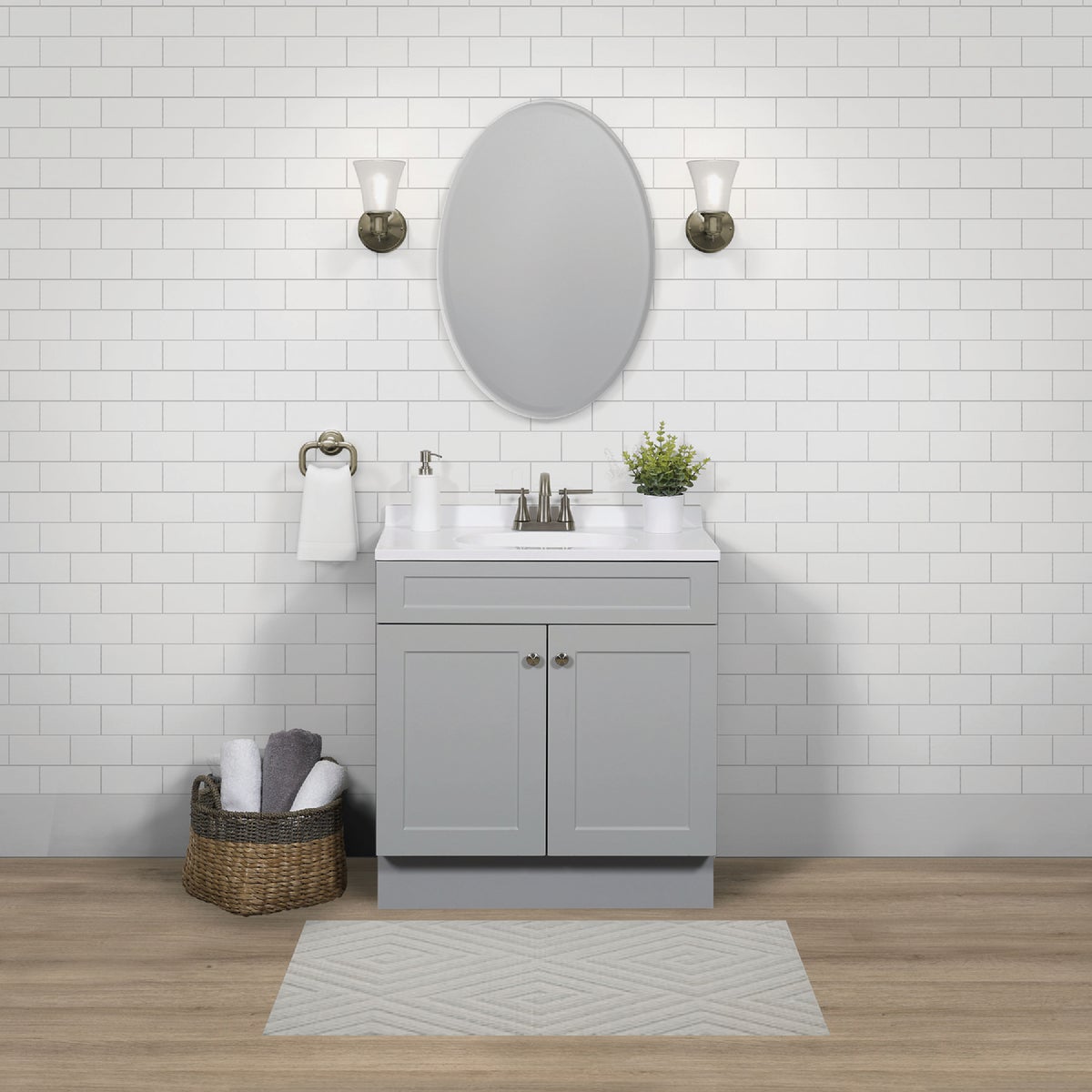 Zenith Zenna Home Cool Gray 30 In. W x 35 In. H x 18 In. D Shaker Vanity with White Cultured Marble Top Image 3