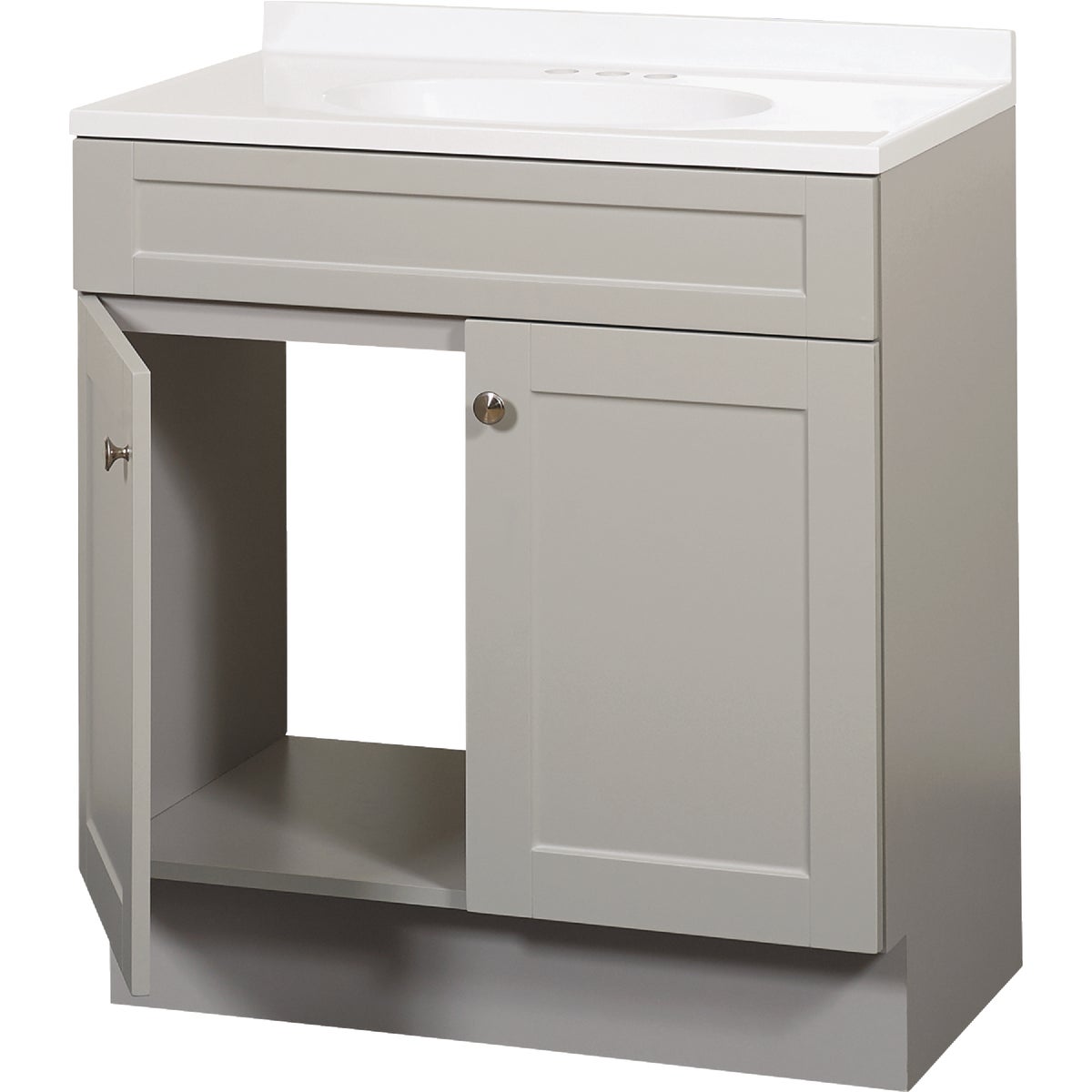 Zenith Zenna Home Cool Gray 30 In. W x 35 In. H x 18 In. D Shaker Vanity with White Cultured Marble Top Image 2
