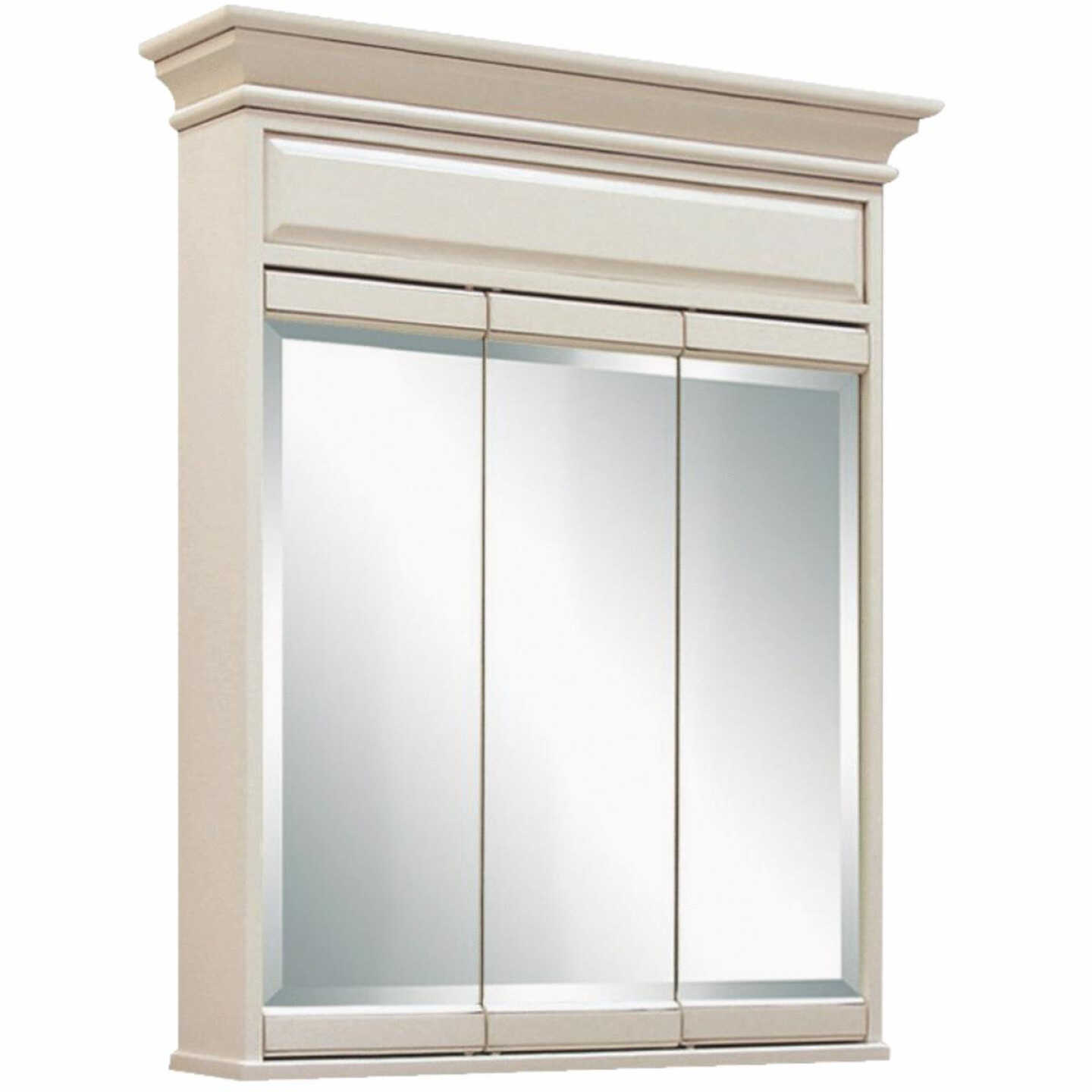 Sunny Wood Sanibel White Glazed 30 In. W x 38 In. H x 7-1/4 In. D Tri-View Surface Mount Medicine Ca Image 1