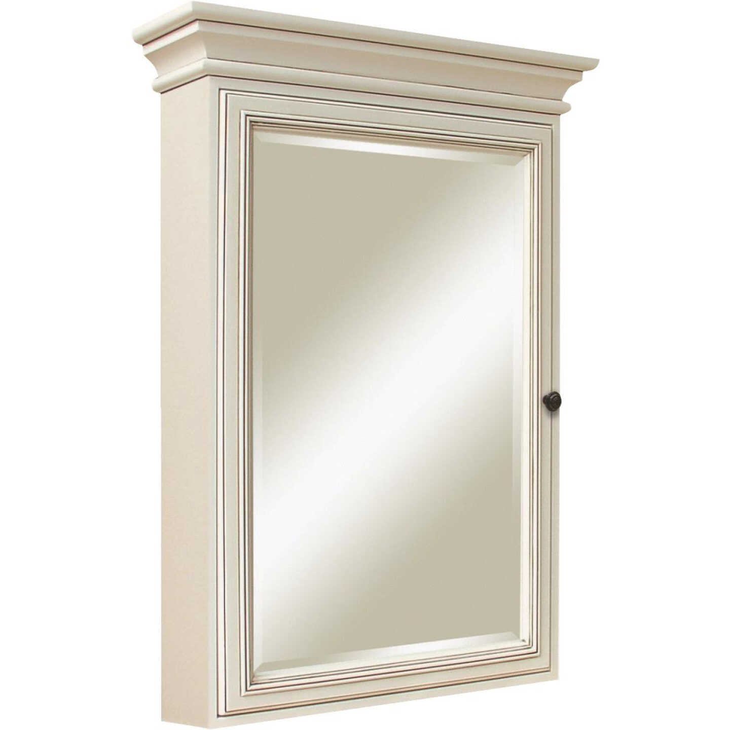 Sunny Wood Sanibel White Glazed 26 In. W x 36 In. H x 7-3/4 In. D Single Mirror Surface Mount Medici Image 1