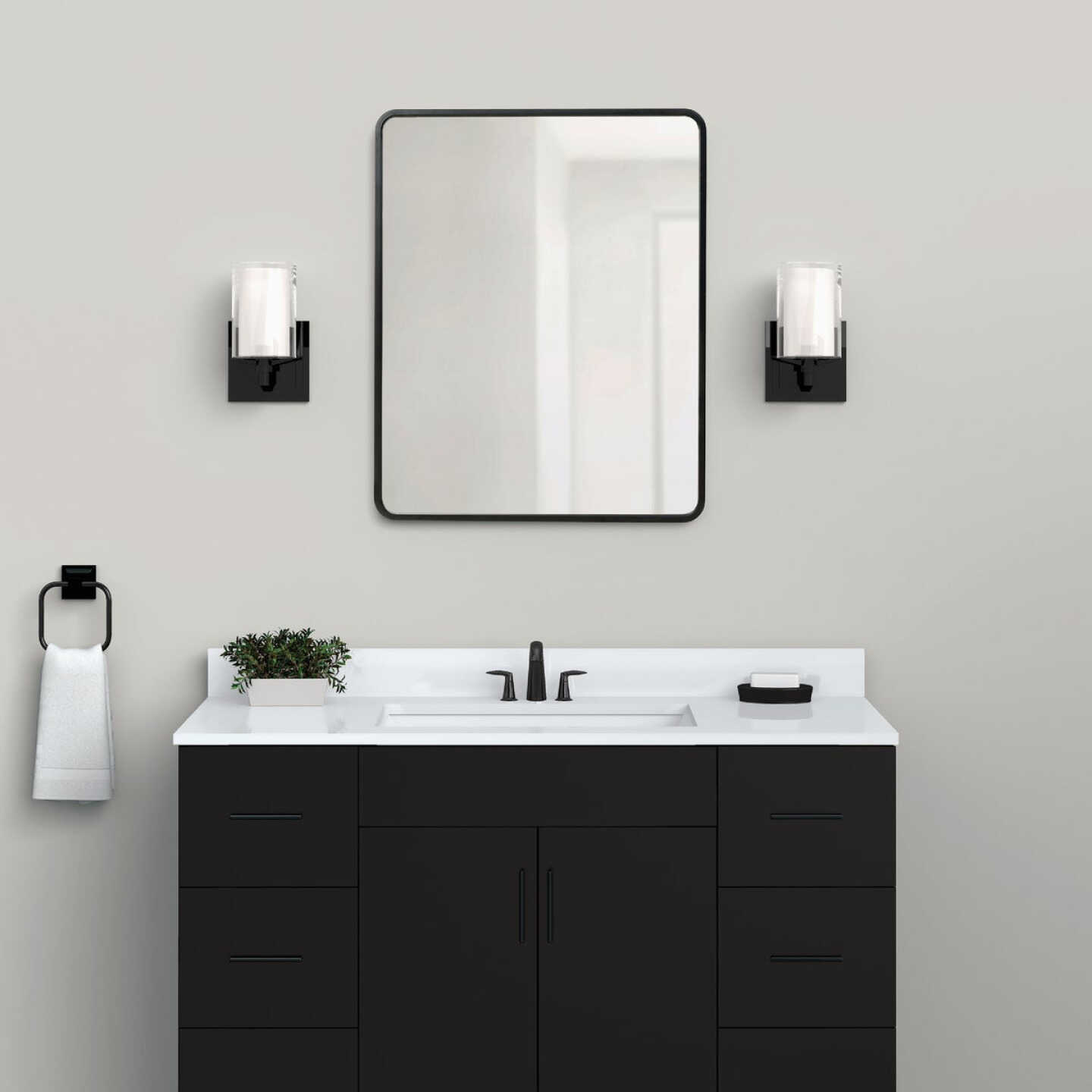 Zenna Home Designer Series Black 24 In. W x 30 In. H x 5 In. D Single Mirror Surface/Recess Mount Rectangle Medicine Cabinet Image 2