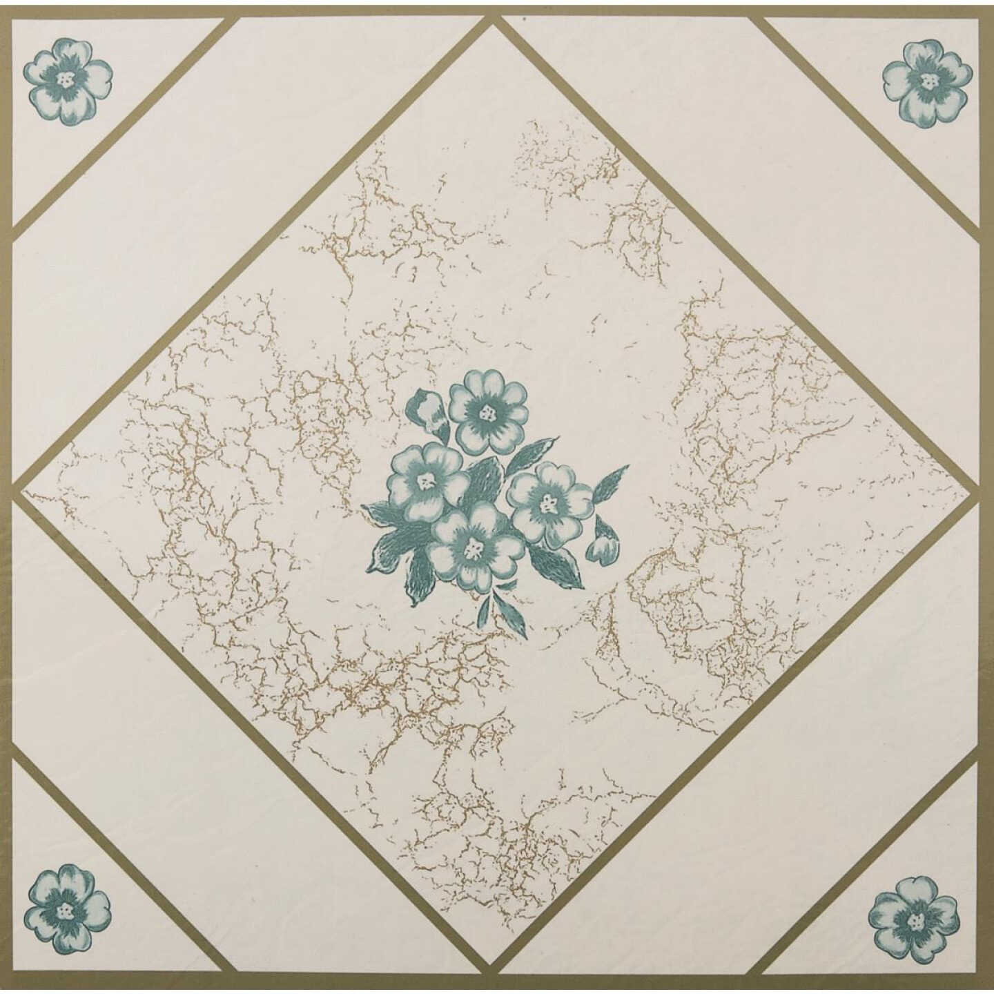 12" TEAL FLOWER TILE Image 1