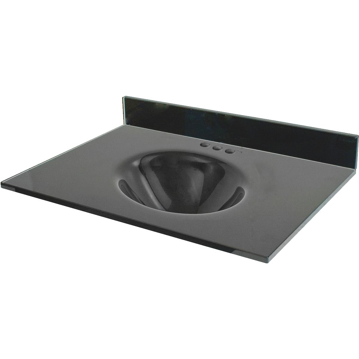 37" BLK GLASS VANITY TOP