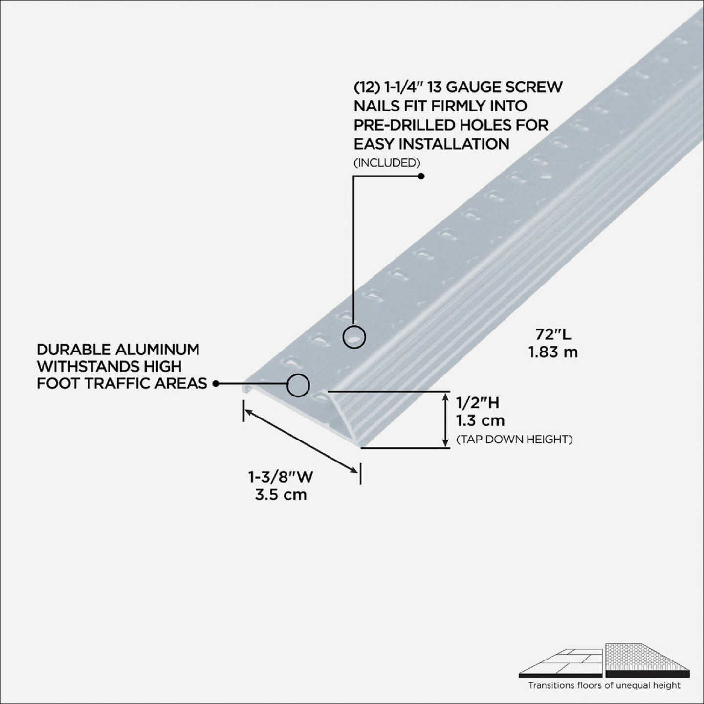 M-D Building Products Silver 1-3/8 In. x 6 Ft. Aluminum Carpet Gripper Image 2