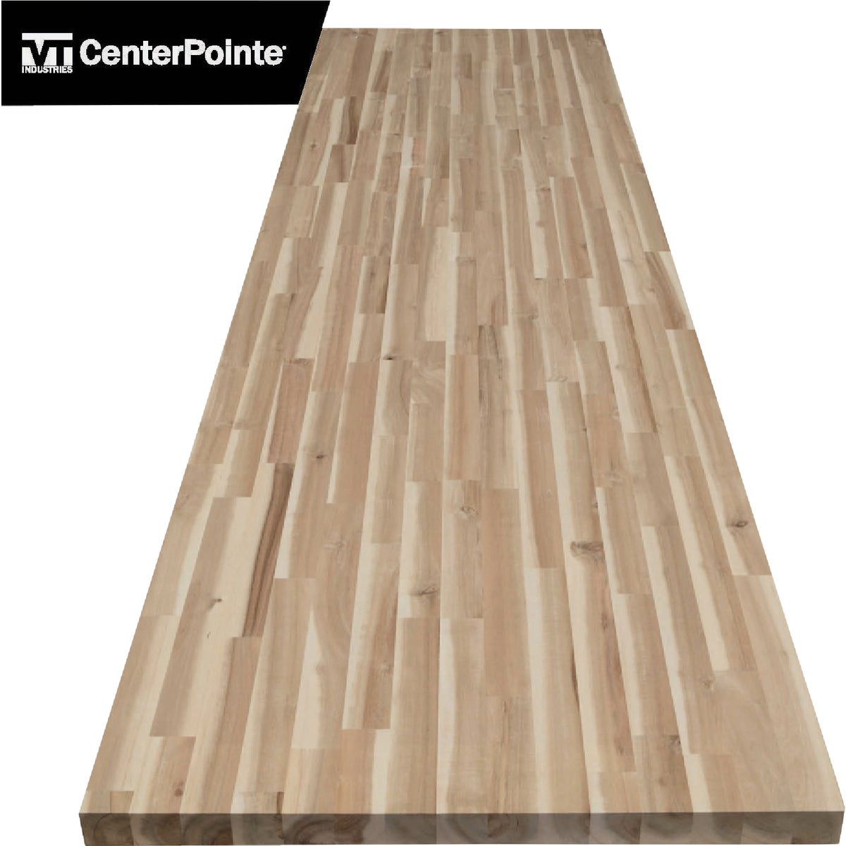 VT Industries CenterPointe 98 In. L x 25 In. D x 1.5 In. T Unfinished Acacia Wood Butcher Block Countertop with Square Edge Image 6