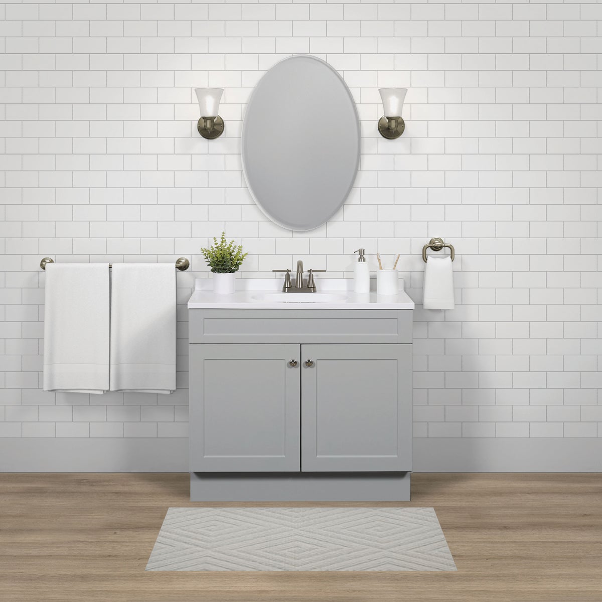 Zenith Zenna Home Cool Gray 36 In. W x 35 In. H x 18 In. D Shaker Vanity with White Cultured Marble Top Image 3