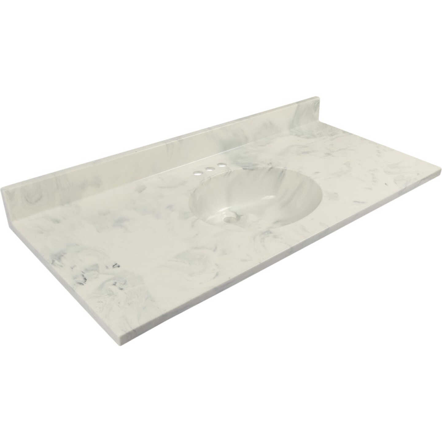 Modular Vanity Tops 49 In. W x 22 In. D Marbled Dove Gray Cultured Marble Flat Edge Single Sink Vanity Top with Oval Bowl Image 1