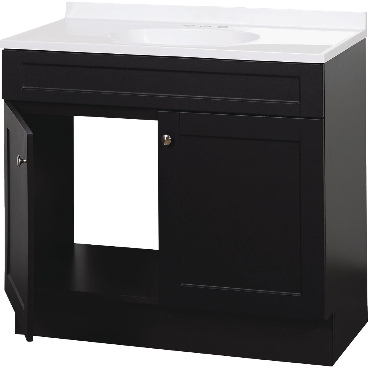 Zenith Zenna Home Espresso 36 In. W x 35 In. H x 18 In. D Shaker Vanity with White Cultured Marble Top Image 2