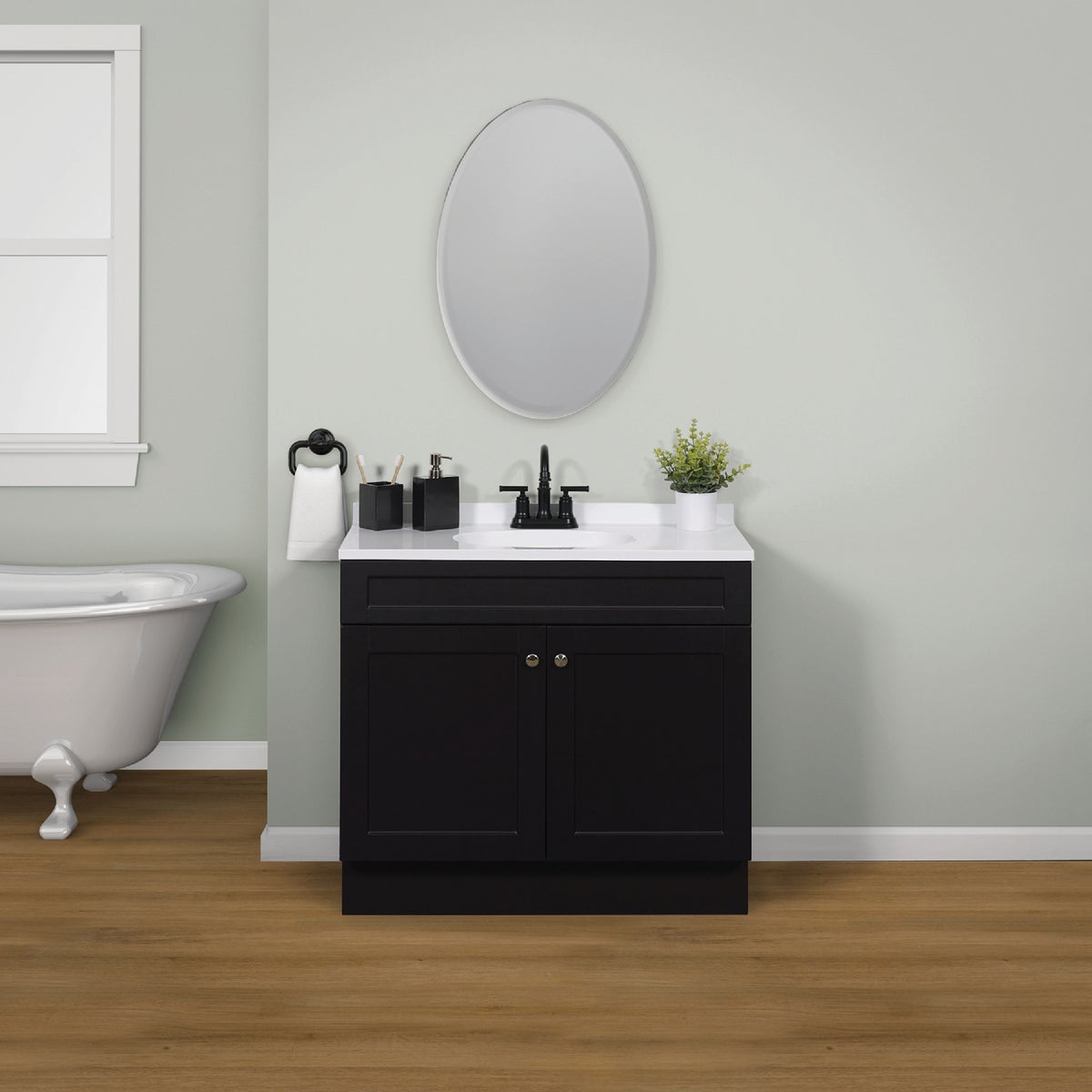 Zenith Zenna Home Espresso 36 In. W x 35 In. H x 18 In. D Shaker Vanity with White Cultured Marble Top Image 3