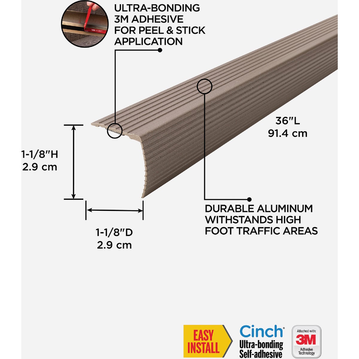 M-D Building Products 36 In. Spice Aluminum CINCH Fluted Stair Edging Image 2