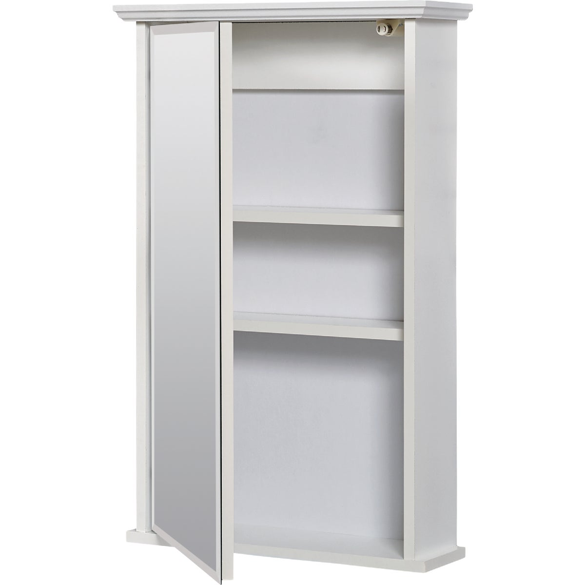 Zenith Zenna Home White 16 In. W. x 25 In. H. x 4.63 In. D. Single Mirror Surface Mount Crown Pediment Medicine Cabinet Image 5