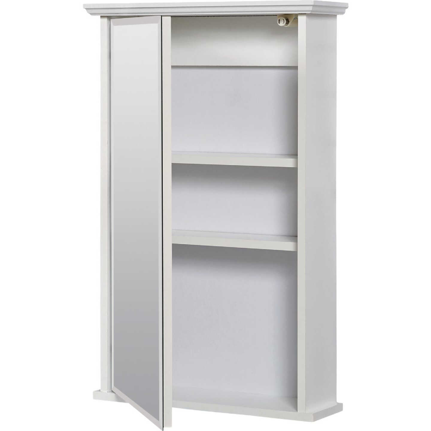 Zenith Zenna Home White 16 In. W. x 25 In. H. x 4.63 In. D. Single Mirror Surface Mount Crown Pediment Medicine Cabinet Image 5