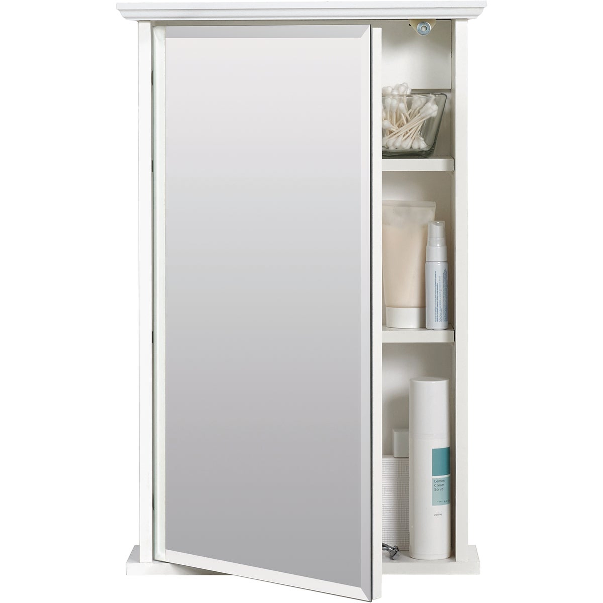 Zenith Zenna Home White 16 In. W. x 25 In. H. x 4.63 In. D. Single Mirror Surface Mount Crown Pediment Medicine Cabinet Image 4