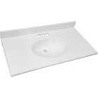 CraftMark 49 In. x 22 In. Cultured Marble Solid High Gloss White Vanity Top with Round Bowl Image 1