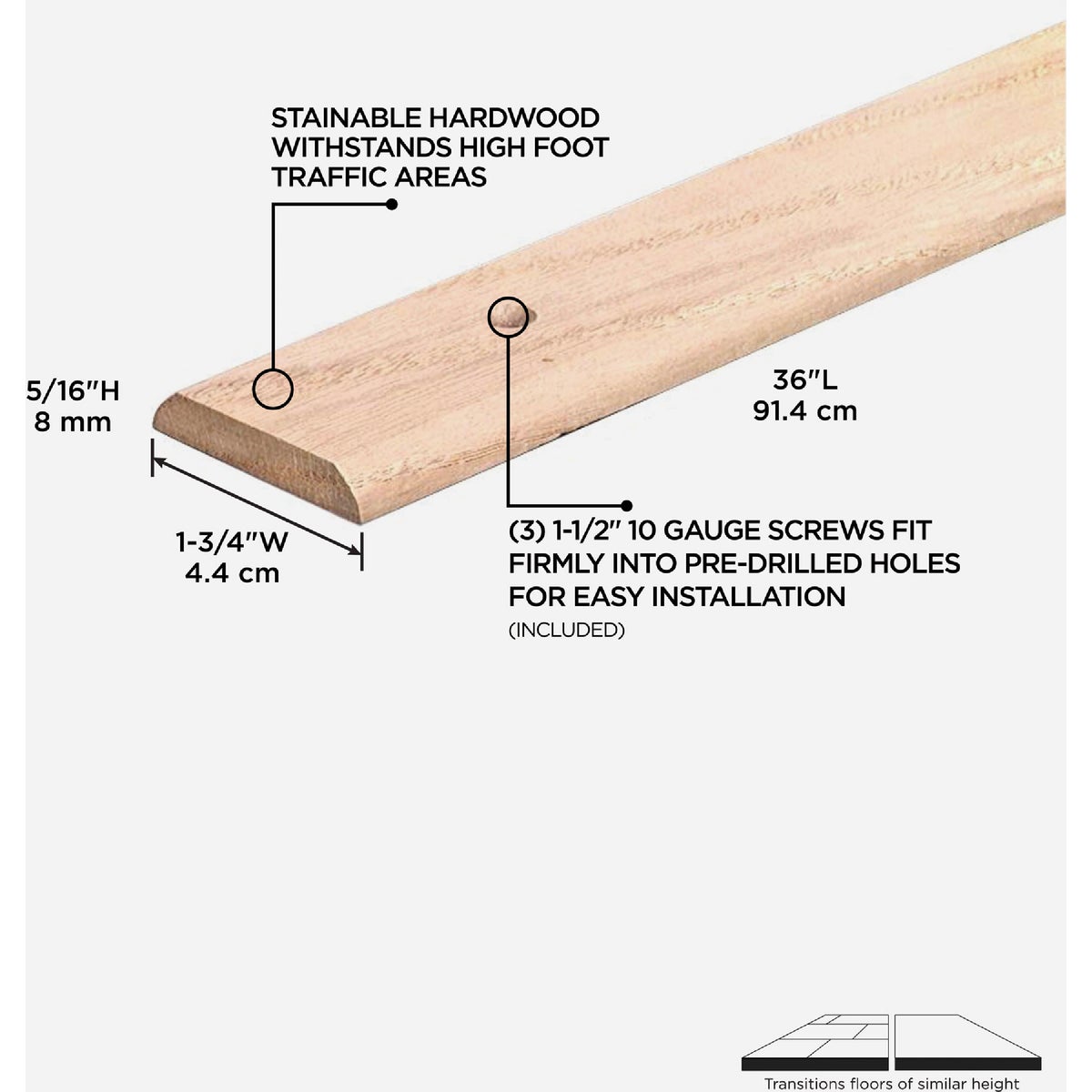 M-D Building Products 1-3/4 In. x 36 In. Unfinished Hardwood Seam Binder with Screws Image 2