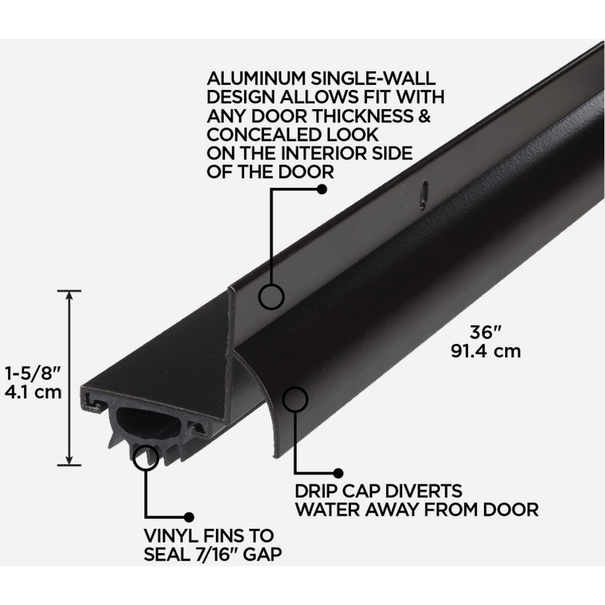 M-D Building Products 1.75 In. W. x 1.625 In. H. x 36 In. L. Aluminum Brown Door Bottom Image 2