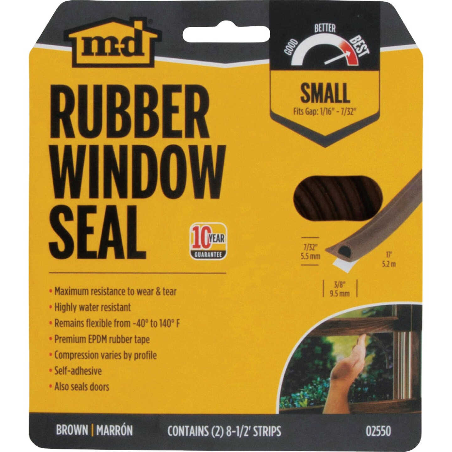 M-D Building Products 7/32 In. x 3/8 In. x 17 In. Brown Premium Rubber Window Seal for Small Gaps Image 4