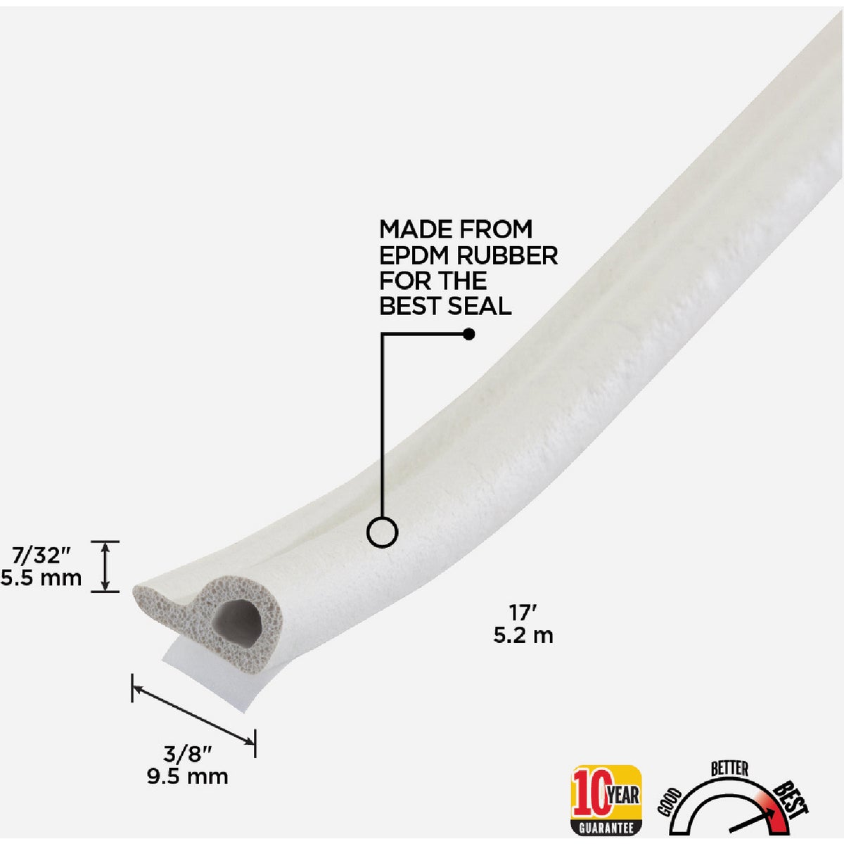 M-D Building Products 7/32 In. x 3/8 In. x 17 In. White Premium Rubber Window Seal for Small Gaps Image 2