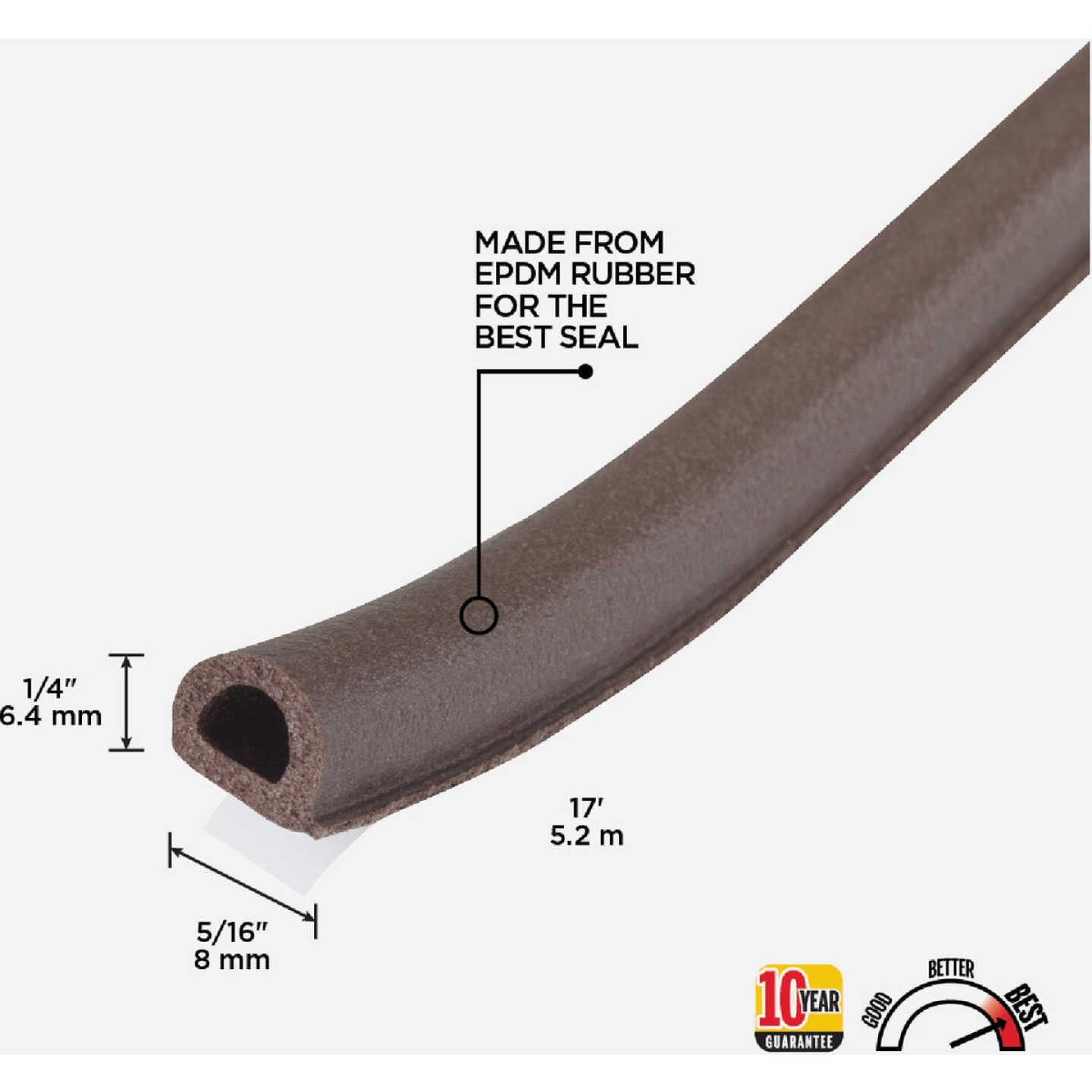 M-D Building Products 1/4 In. x 5/16 In. x 17 In. Brown Premium Rubber Window Seal for Medium Gaps Image 2