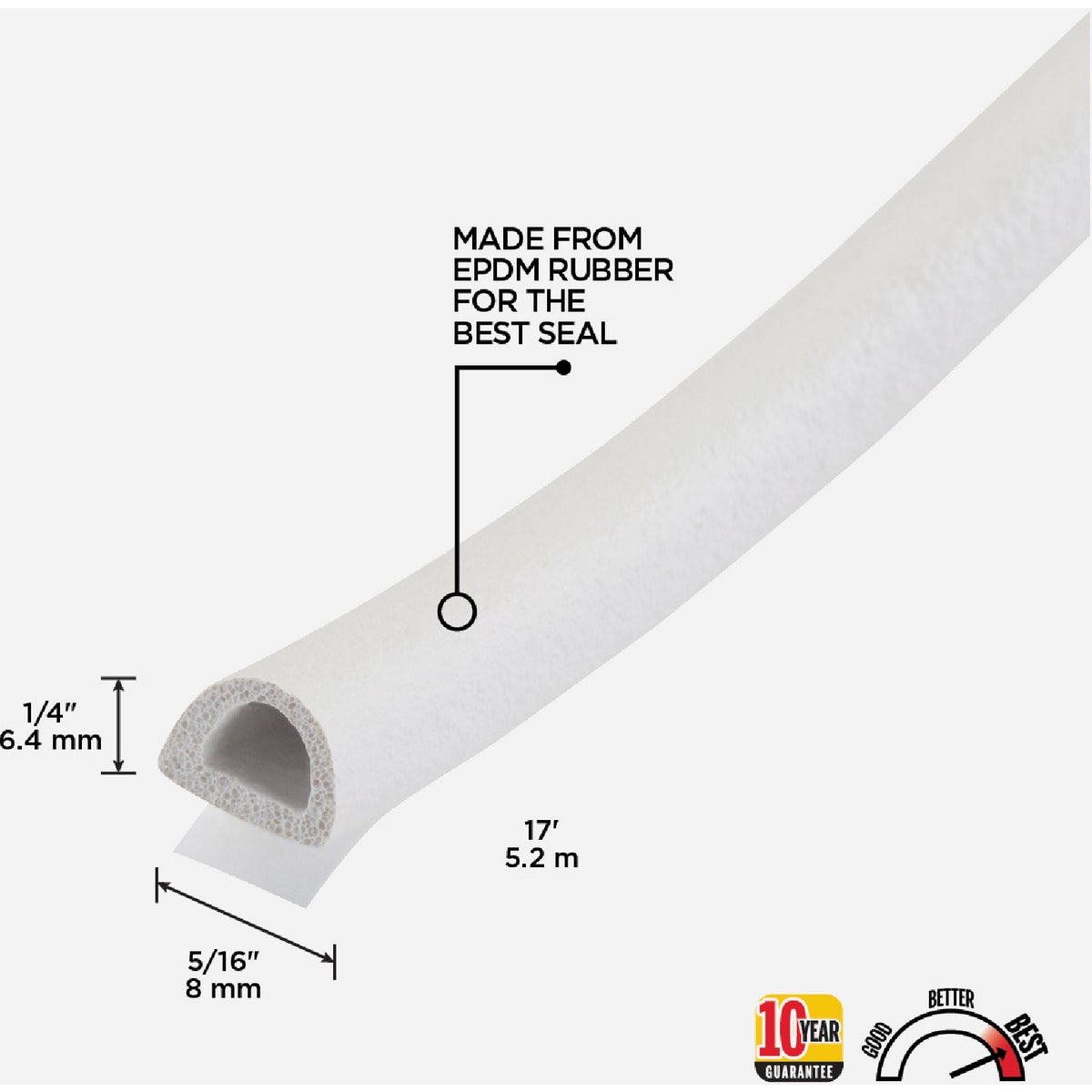 M-D Building Products 1/4 In. x 5/16 In. x 17 In. White Premium Rubber Window Seal for Medium Gaps Image 2