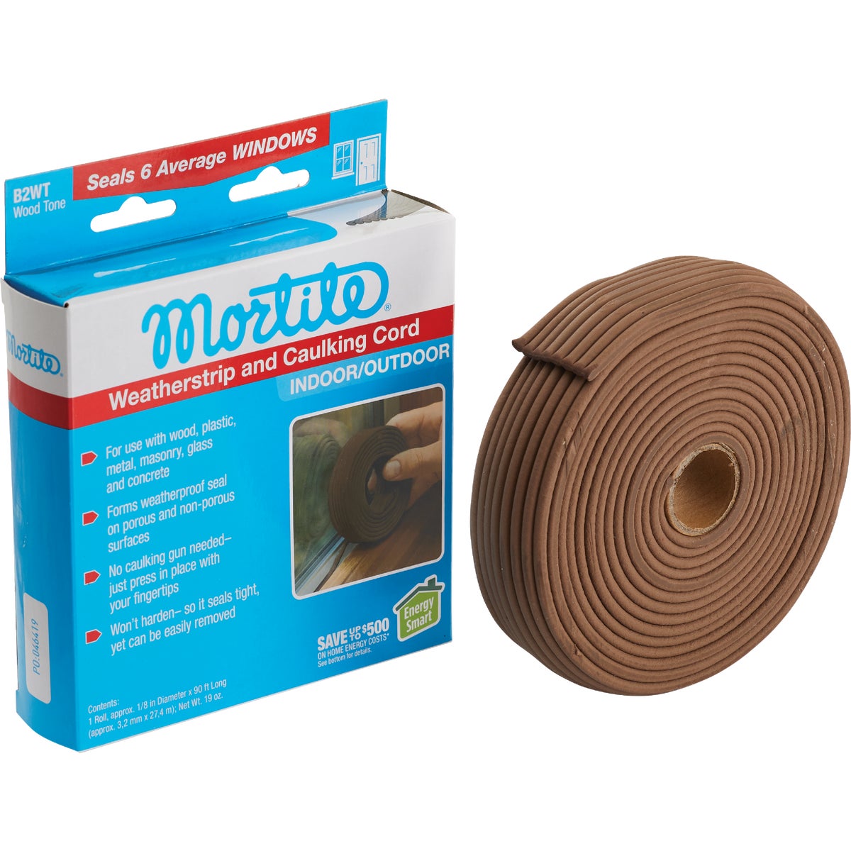 Mortite Brown Weatherstrip & Caulking Cord, 90 Ft.