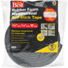 Do it Best 1-1/4 In. W x 7/16 In. T x 10 Ft. L Black Rubber Foam Weatherstrip Tape Image 2