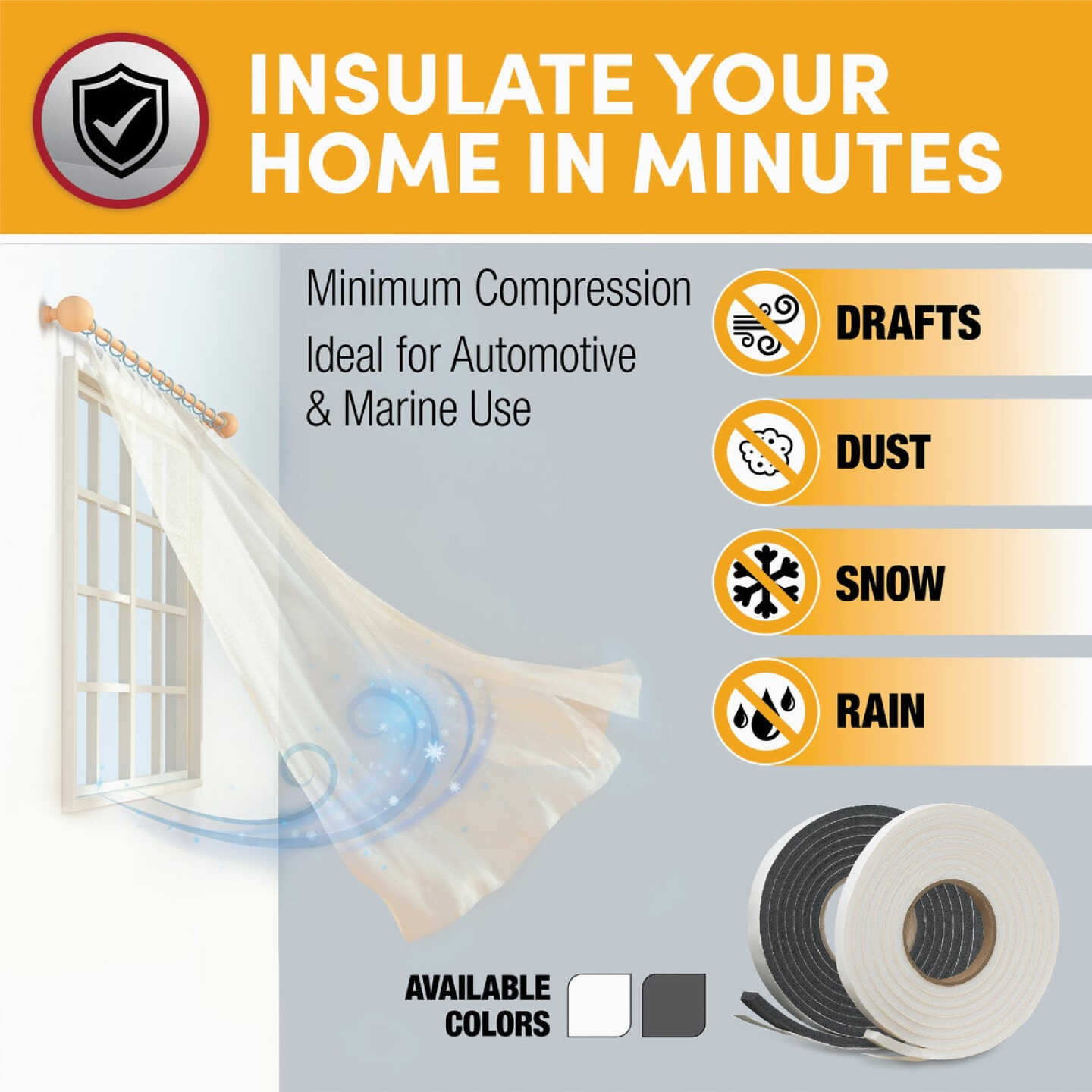 Frost King 3/4 In. Wide x 5/16 In. Thick x 10 Ft. Long White Rubber Foam Weatherstrip Tape Image 4