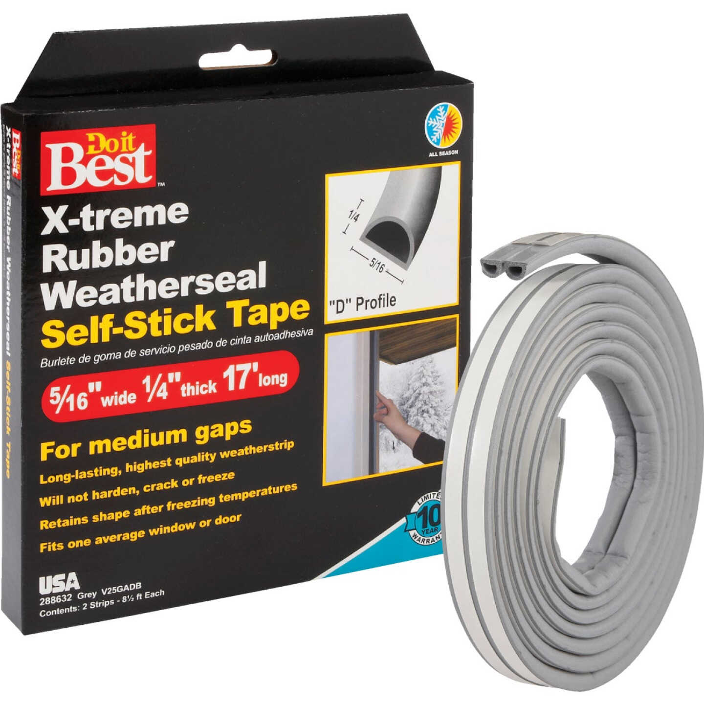 Do it Best 17 Ft. 5/16 In. Grey Rubber Weatherstrip Image 1