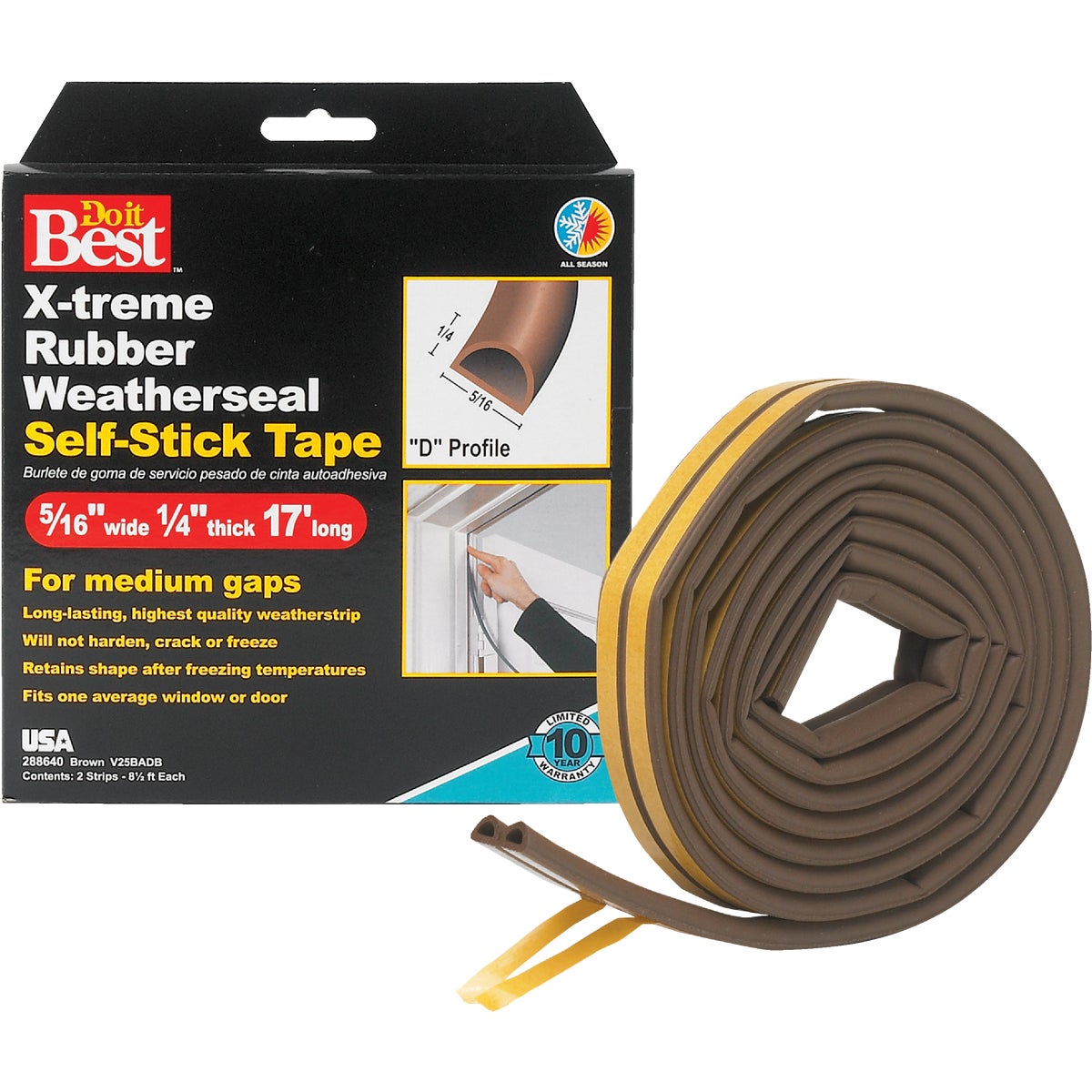 Do it Best 17 Ft. 5/16 In. Brown Rubber Weatherstrip