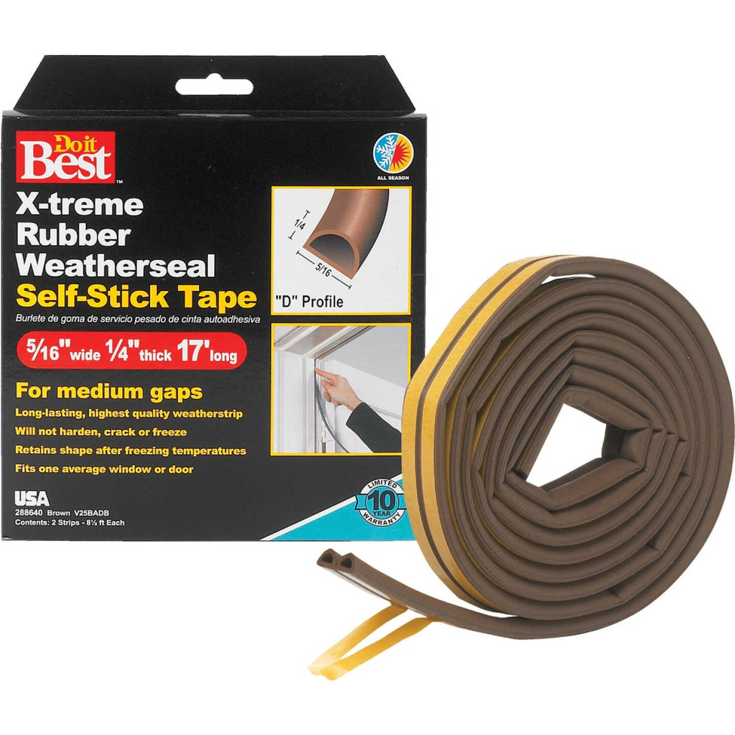 Do it Best 17 Ft. 5/16 In. Brown Rubber Weatherstrip Image 1