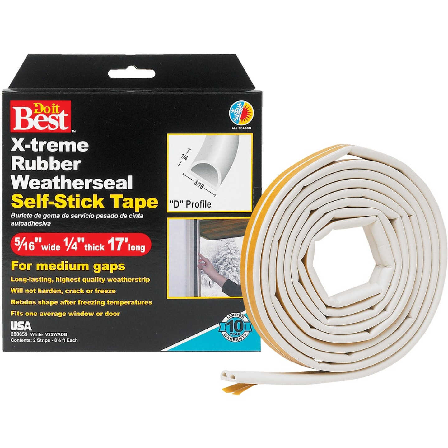 Do it Best 17 Ft. 5/16 In. White Rubber Weatherstrip Image 1