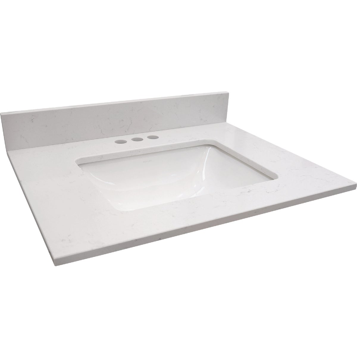 Bertch Oasis 22 In. x 22.5 In. Jasmine White Veined Quartz Vanity Top with Rectangular Bowl
