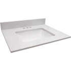 Bertch Oasis 22 In. x 22.5 In. Jasmine White Veined Quartz Vanity Top with Rectangular Bowl Image 1
