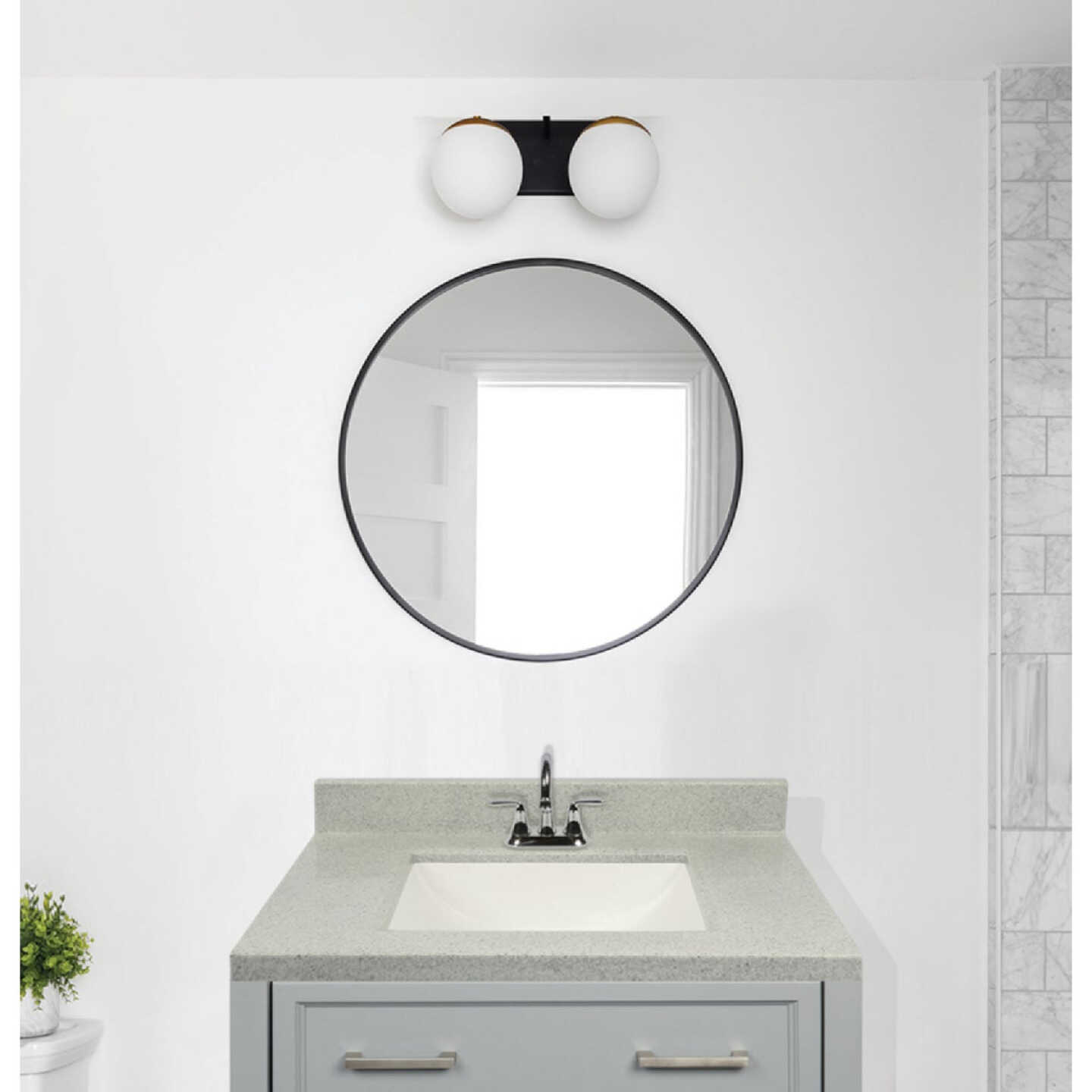 Modular Vanity Tops 31 In. W x 22 In. D Pewter Cultured Marble Vanity Top with Rectangular Wave Bowl Image 2