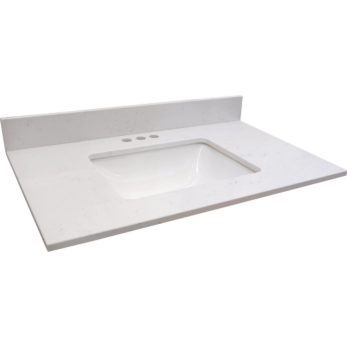 Bertch Oasis 37 In. x 22.5 In. Jasmine White Veined Quartz Vanity Top with Rectangular Bowl