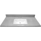 Modular Vanity Tops 37 In. W x 22 In. D Pewter Cultured Marble Vanity Top with Rectangular Wave Bowl Image 2