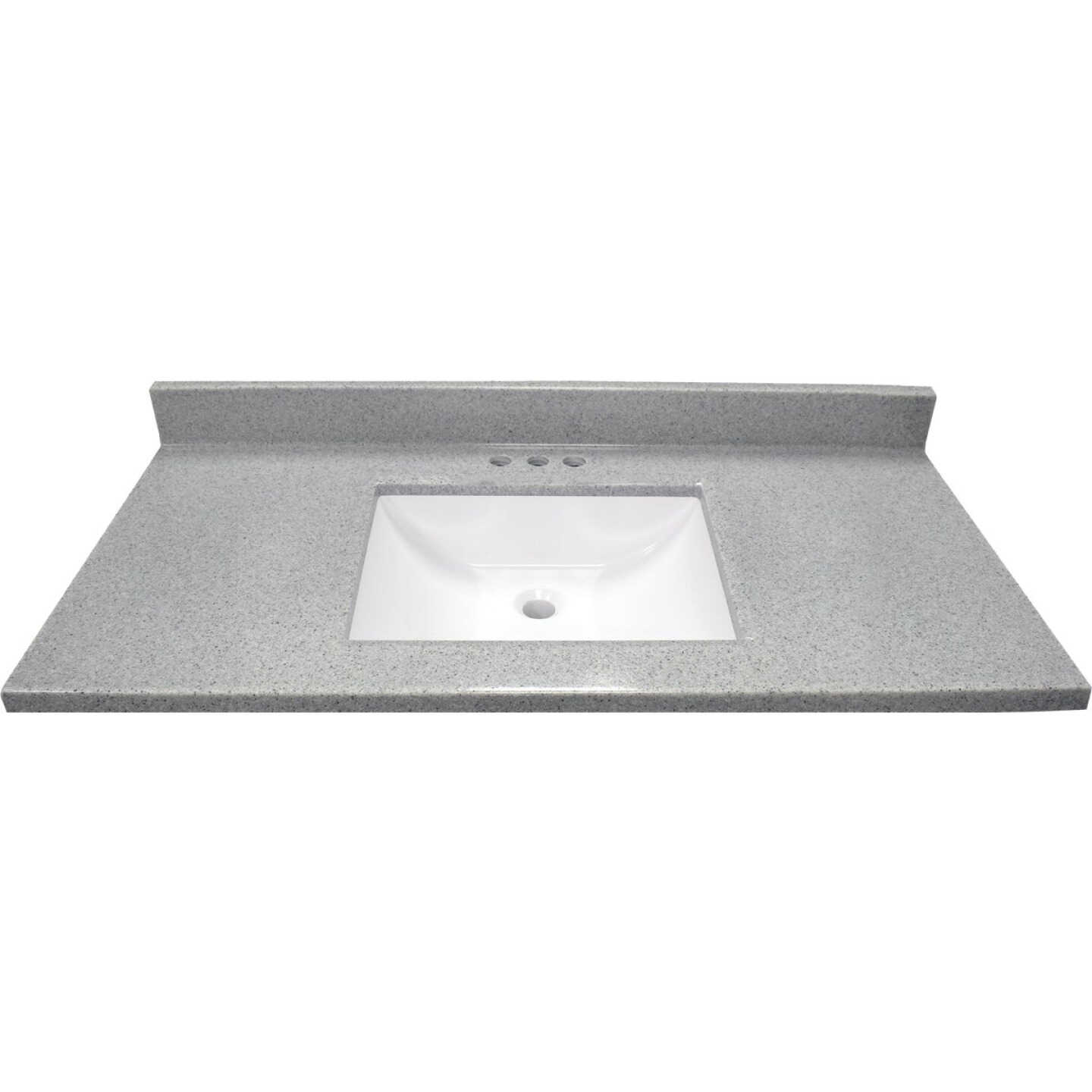 Modular Vanity Tops 37 In. W x 22 In. D Pewter Cultured Marble Vanity Top with Rectangular Wave Bowl Image 2