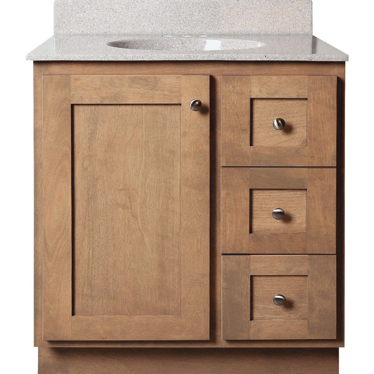 Bertch Storage Solutions 30 In. x 34-1/2 In. H x 21 In. D Driftwood Vanity Base without Top, 2 Door/1 Drawer