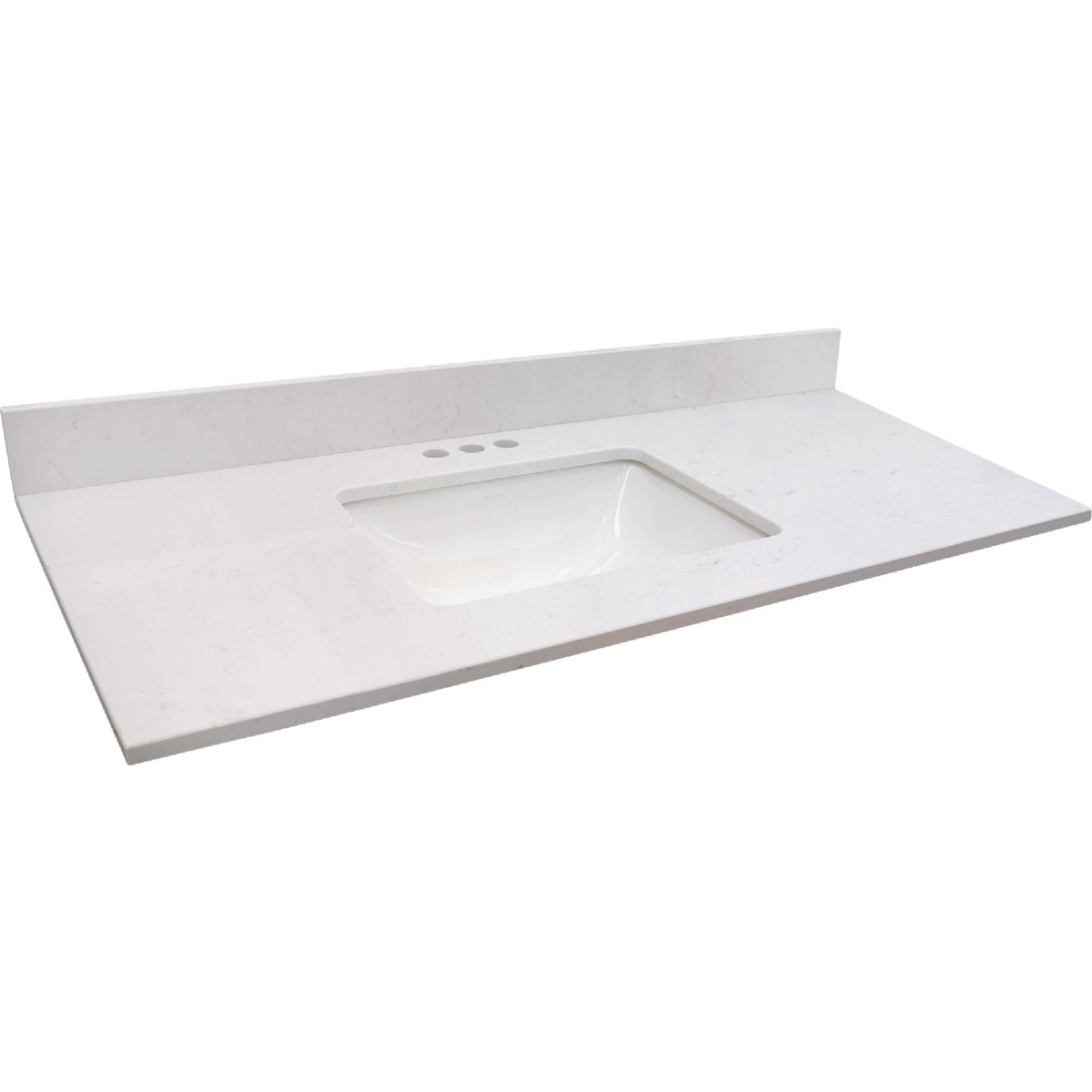 Bertch Oasis 49 In. x 22.5 In. Jasmine White Veined Quartz Vanity Top with Rectangular Bowl