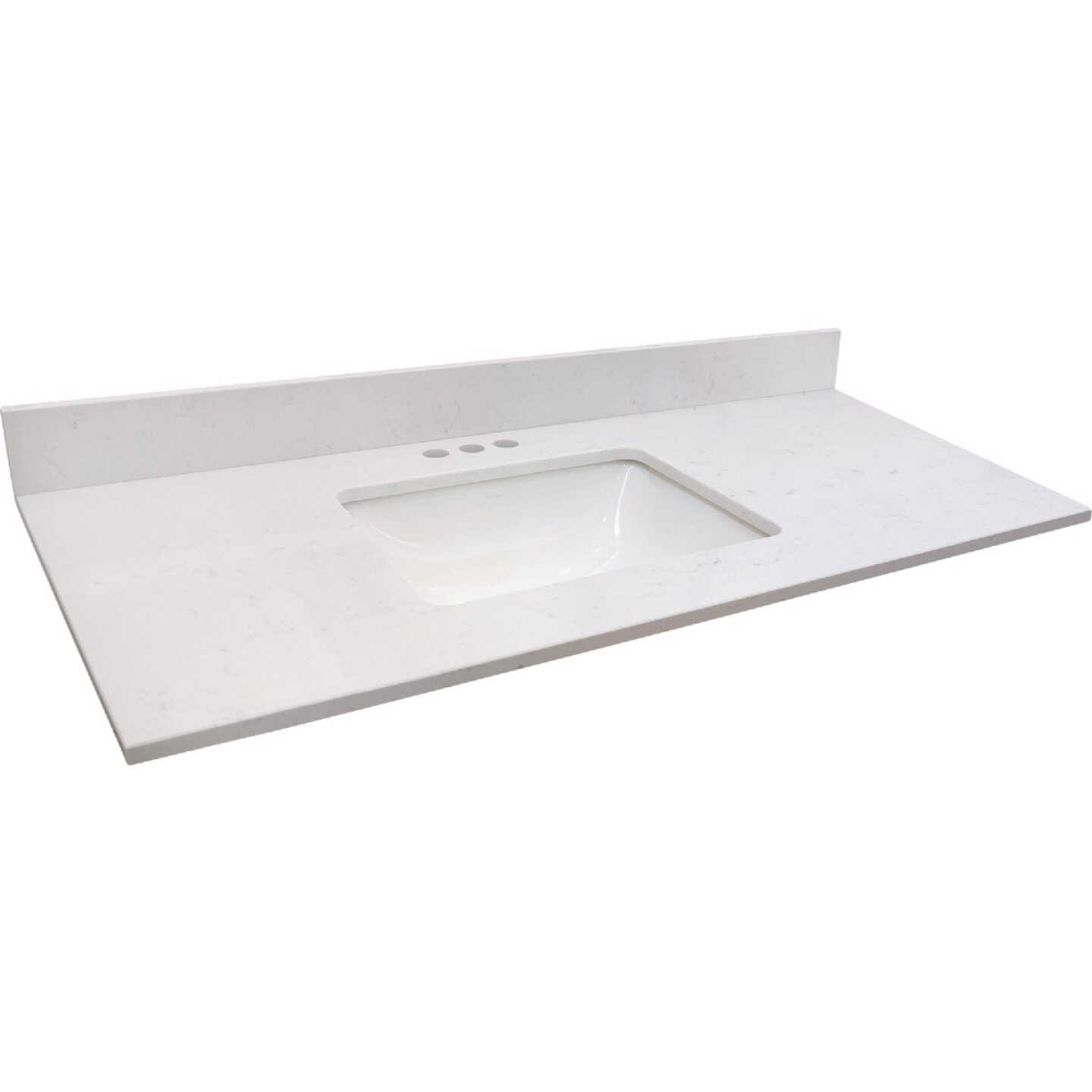 Bertch Oasis 49 In. x 22.5 In. Jasmine White Veined Quartz Vanity Top with Rectangular Bowl Image 1