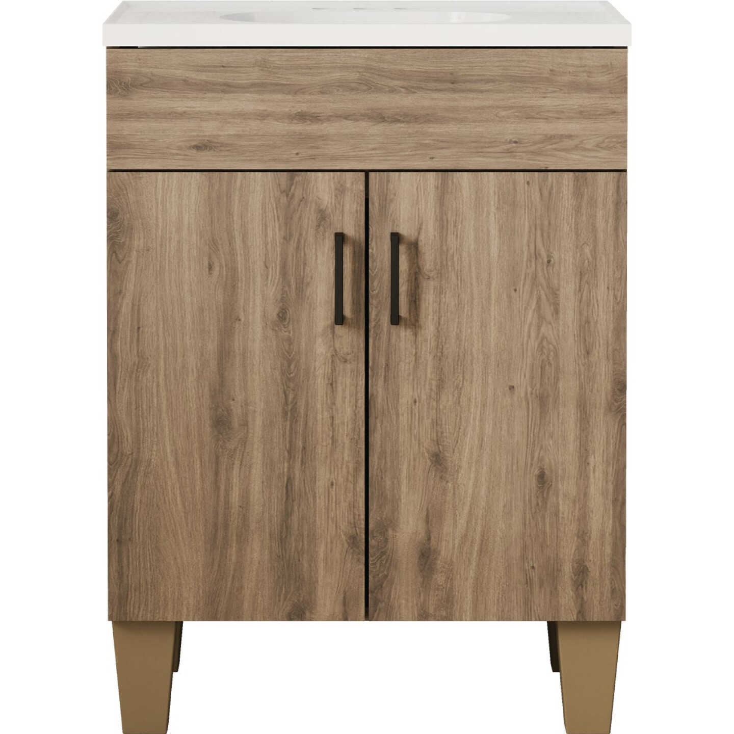 Zenna Home Palomino Tan 30 In. W x 34 In. x 18 In. D Vanity with White Cultured Marble Top Image 1