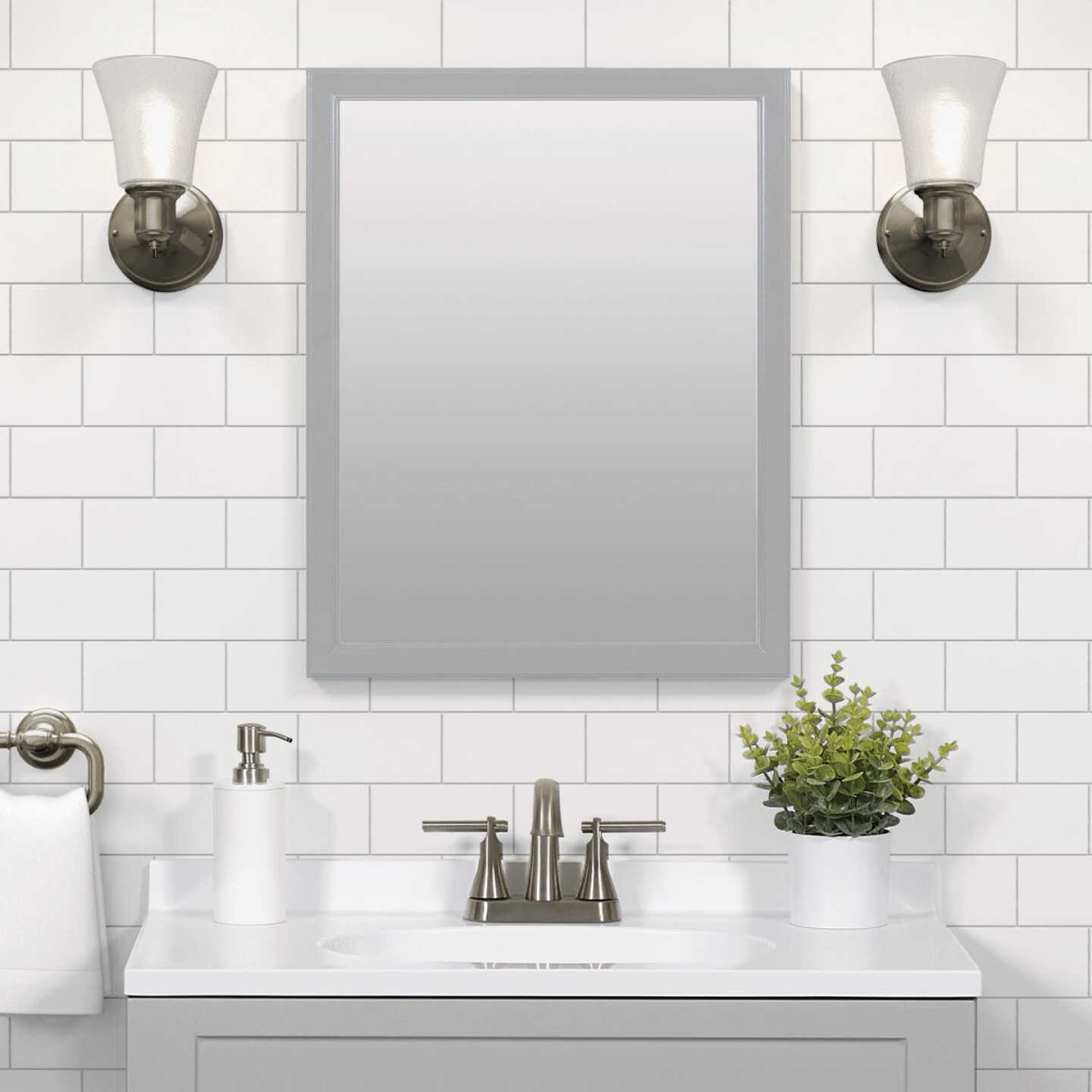 Zenna Home 20 In. x 25 In. Dove Gray Framed Wall Mirror Image 3