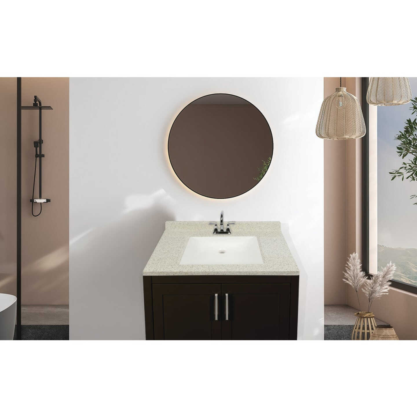 Modular Vanity Tops 31 In. W x 22 In. D Dune Cultured Marble Vanity Top with Rectangular Wave Bowl Image 2