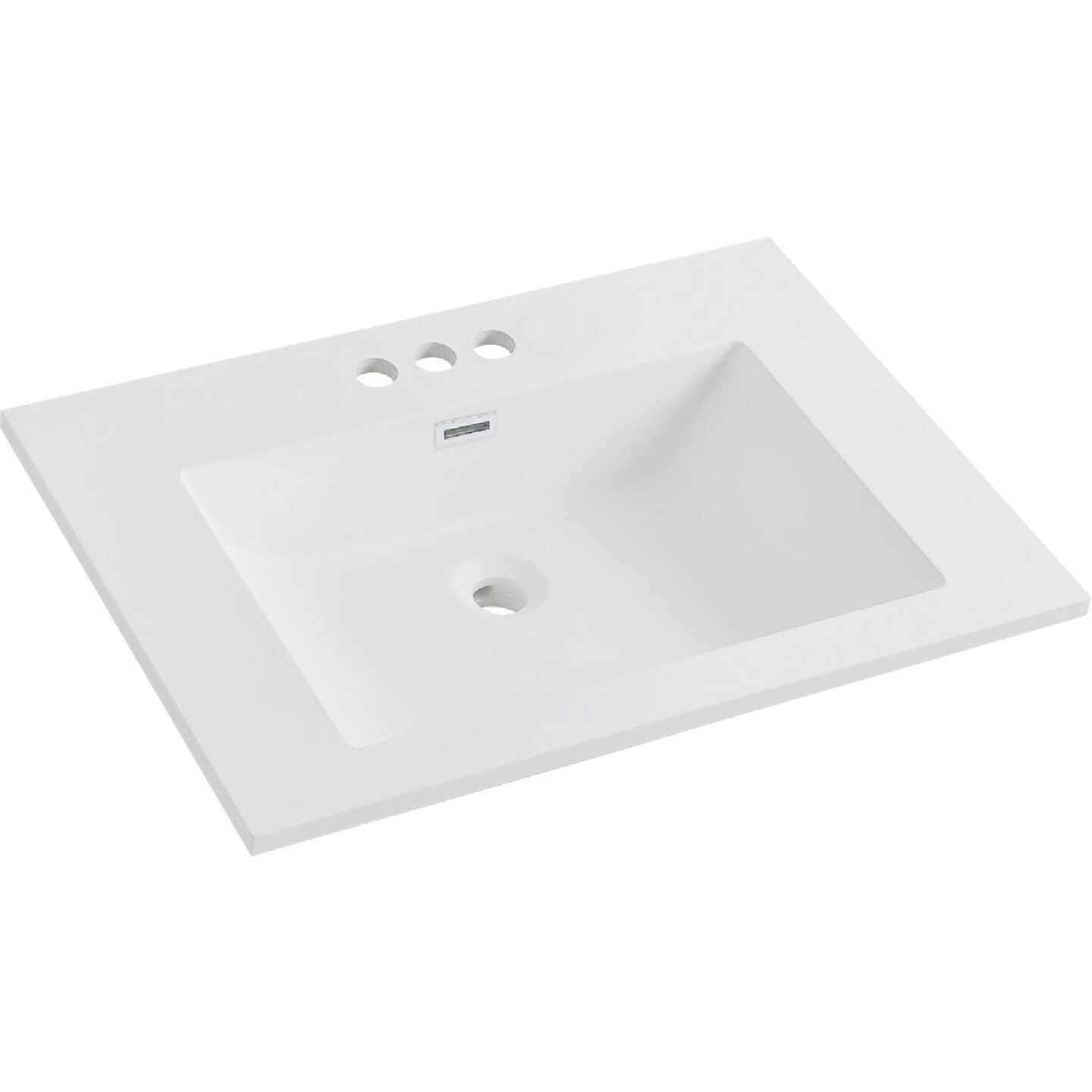 CraftMark 25 In. x 22 In. Cultured Marble Solid High Gloss White Vanity Top with Wave Bowl Image 1