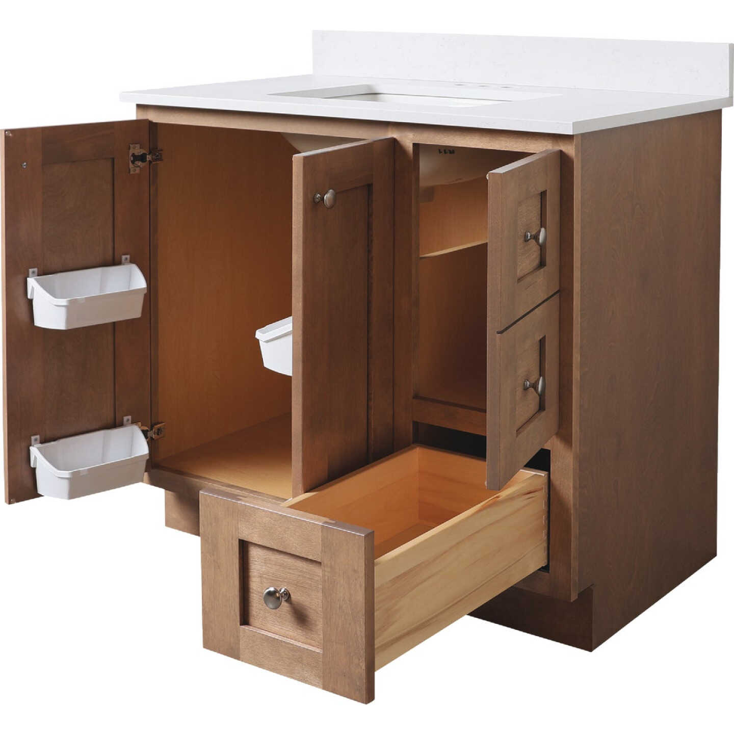 Bertch Storage Solutions 36 In. x 34-1/2 In. H x 21 In. D Driftwood Vanity Base without Top, 3 Door/1 Drawer Image 2