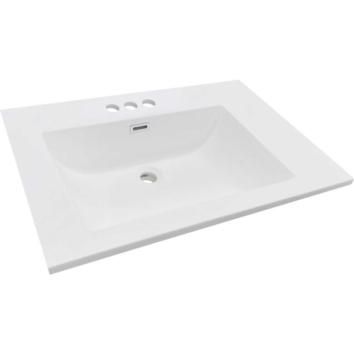 CraftMark 31 In. x 22 In. Cultured Marble Solid High Gloss White Vanity Top with Wave Bowl Image 1